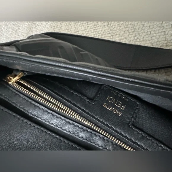 Fendi Black Embossed bag with Gold Buckle - Picture 8 of 14